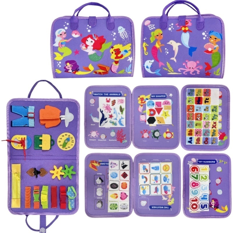 Kids Zip Toys - Zeemeermin Felt Quiet Busy Board voor