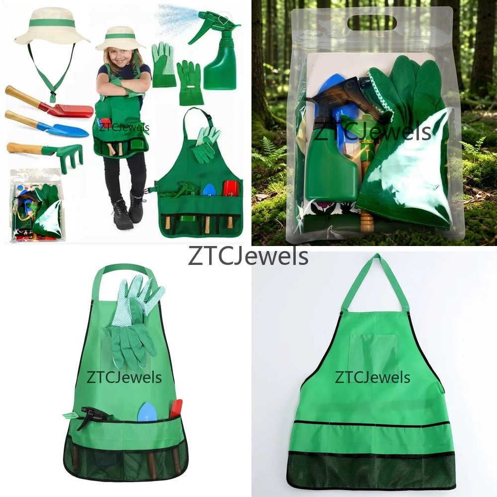 Kids Toys Play - Tuinschort voor kinderen, gereedschapset met handschoenen,