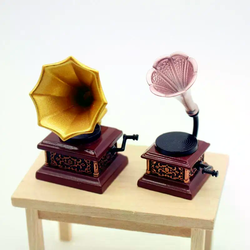 Kids Toys Play - Poppenhuis Vintage Fonograaf Miniaturen Model Woonkamer