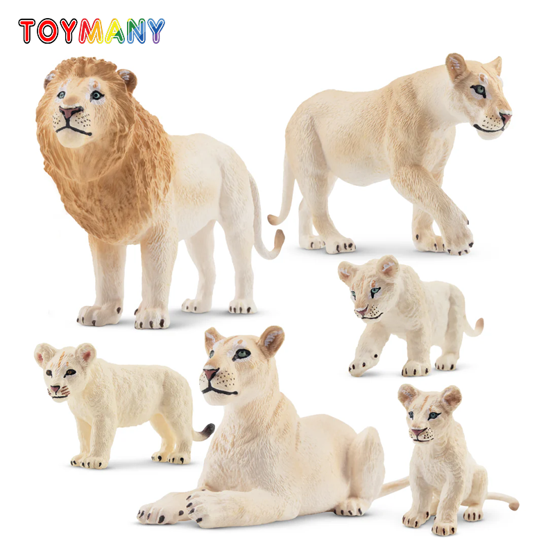 Kids Toys Latest - 6 Stuks Simulatie Witte Leeuw Familie